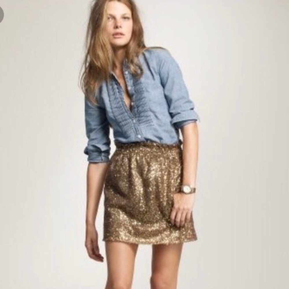 J. Crew Gold Sequin Skirt